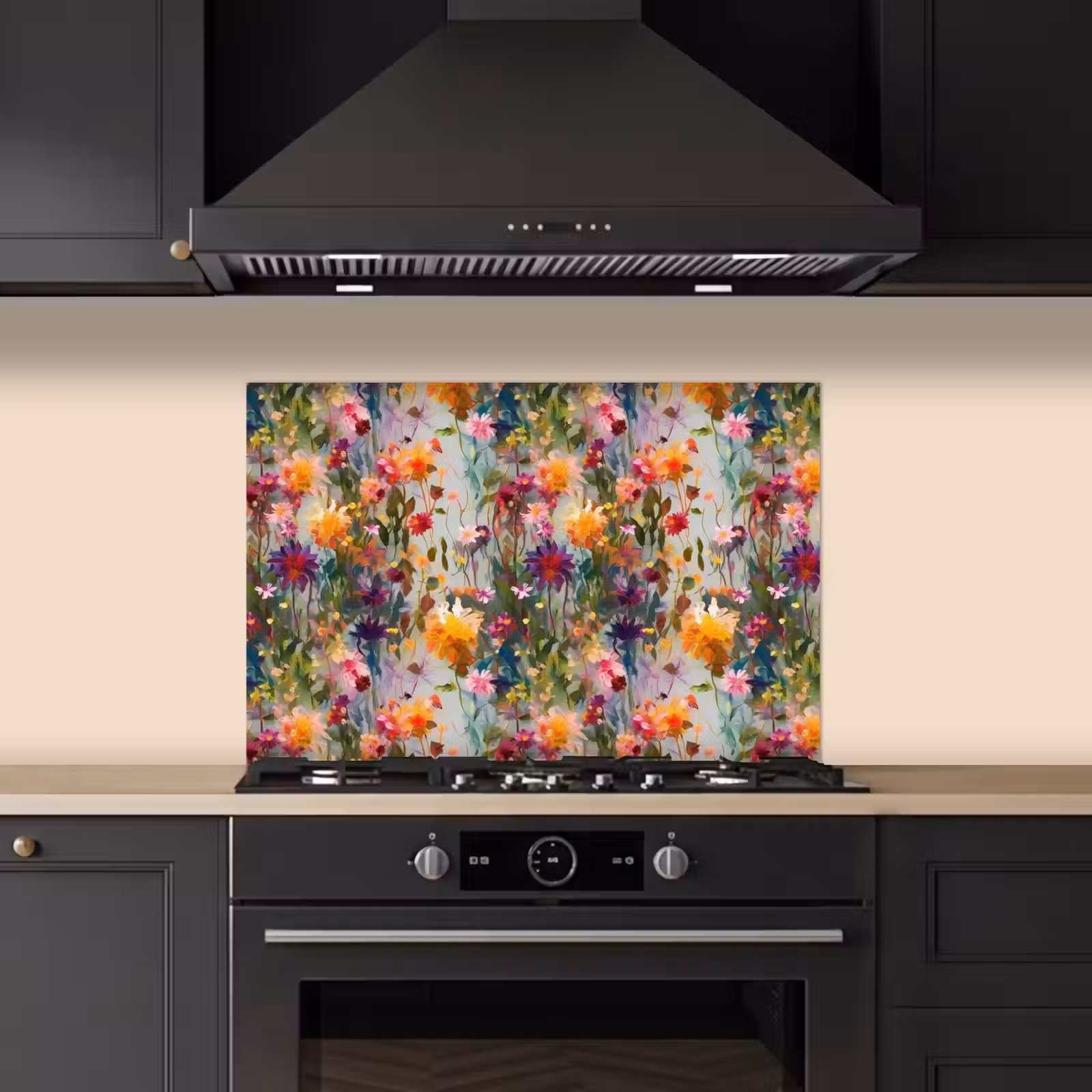 Spatscherm keuken - Zomers - Kleurrijk - Patroon - Bloemen — 1