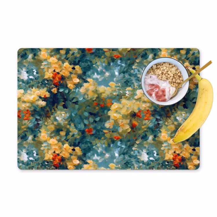 Placemat - 6 stuks - Geel - Bloemen - Groen - Bladeren — 1