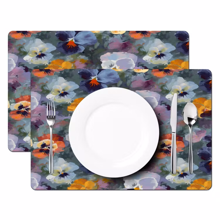 Placemat - 6 stuks - Pastel - Viooltjes - Groen - Patroon — 2