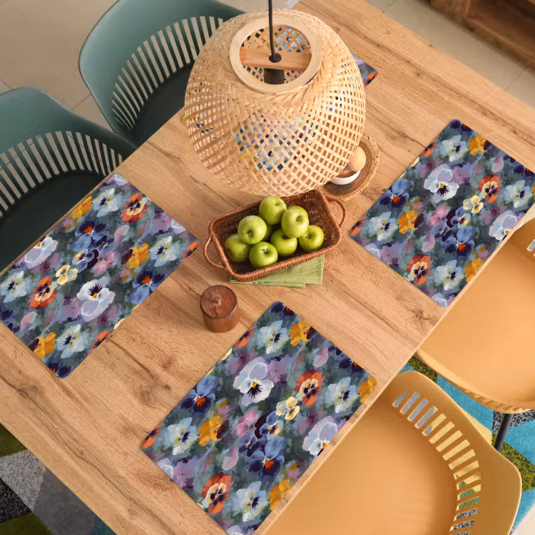 Placemat - 6 stuks - Pastel - Viooltjes - Groen - Patroon — 6