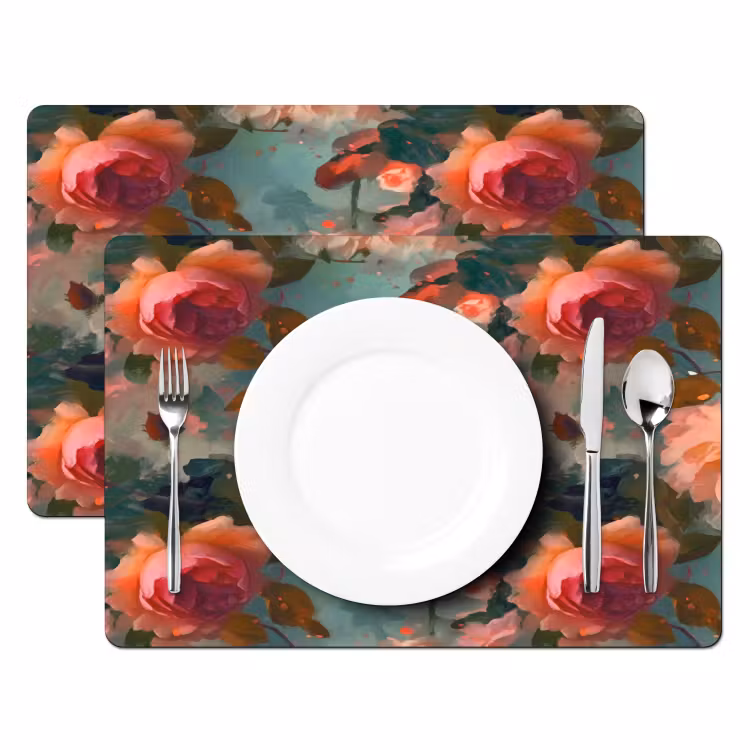 Placemat - 6 stuks - Roze - Patroon - Bloemen — 2