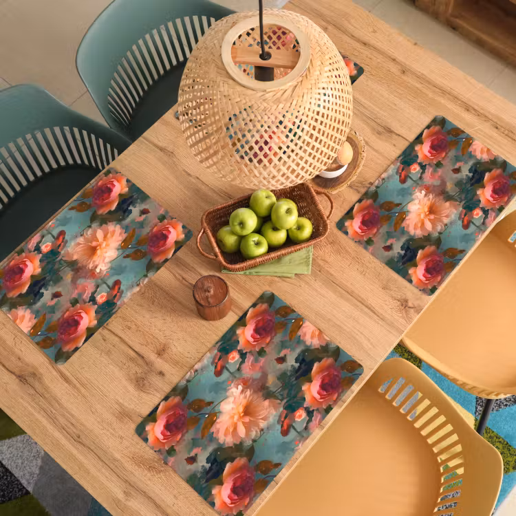 Placemat - 6 stuks - Roze - Patroon - Bloemen — 6
