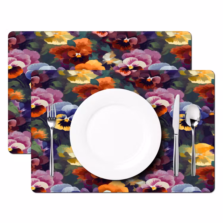 Placemat - 6 stuks - Viooltjes - Kleuren - Bloemblaadjes — 2