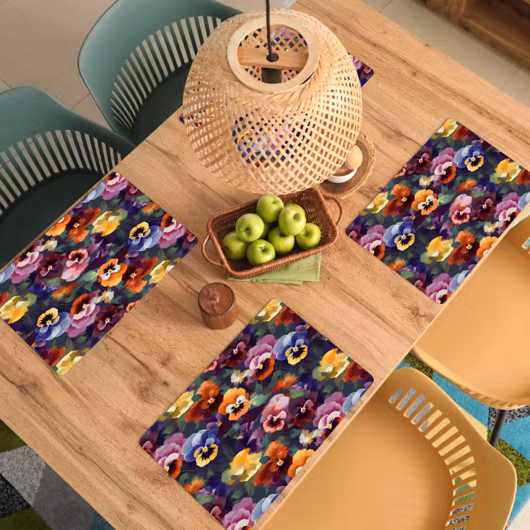 Placemat - 6 stuks - Viooltjes - Kleuren - Bloemblaadjes — 6