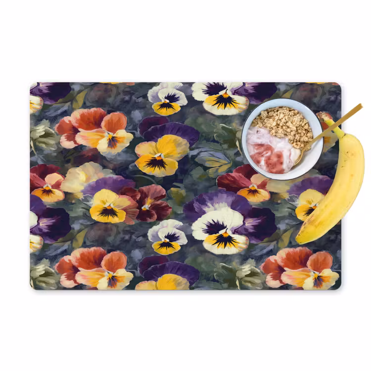 Placemat - 6 stuks - Viooltjes - Paars - Geel - Groen — 1