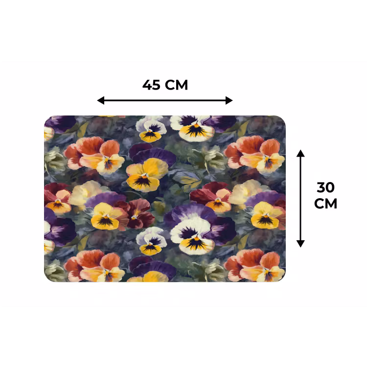 Placemat - 6 stuks - Viooltjes - Paars - Geel - Groen — 3