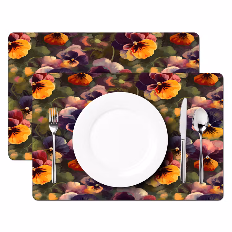 Placemat - 6 stuks - Warm - Patroon - Penseel - Viooltjes — 2