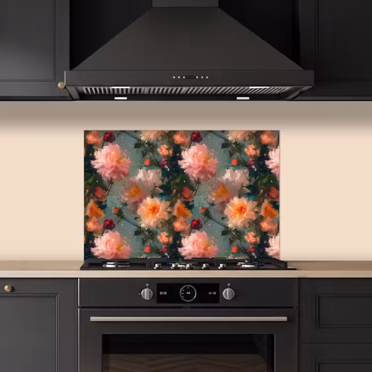 Spatscherm keuken - Dahlia - Bloemen - Patroon — 1