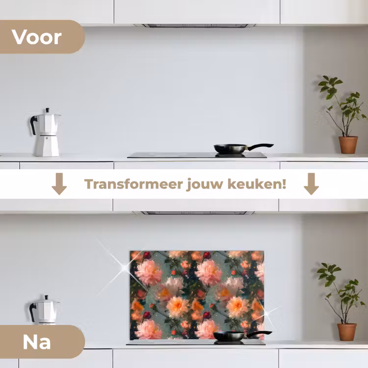 Spatscherm keuken - Dahlia - Bloemen - Patroon — 2