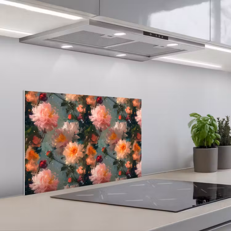 Spatscherm keuken - Dahlia - Bloemen - Patroon — 4