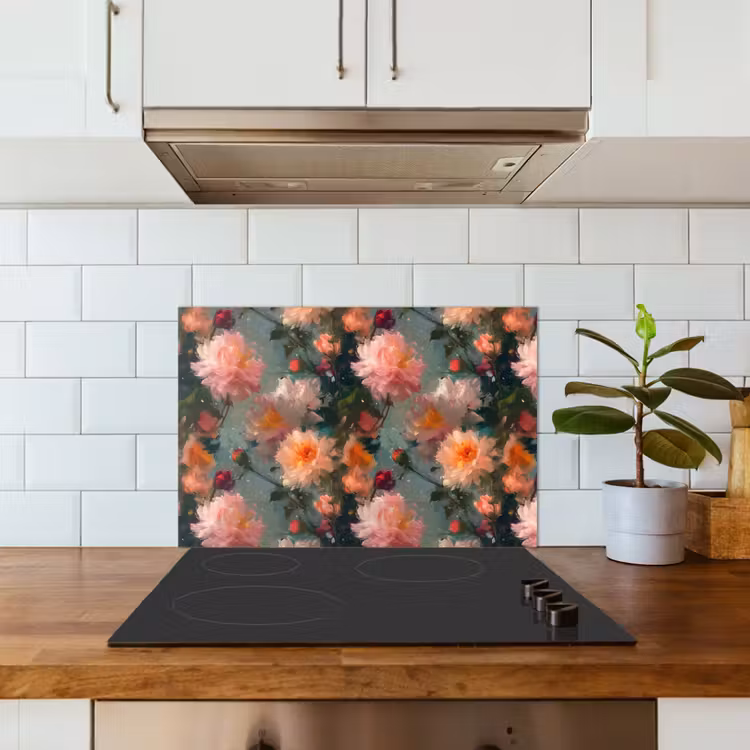 Spatscherm keuken - Dahlia - Bloemen - Patroon — 5