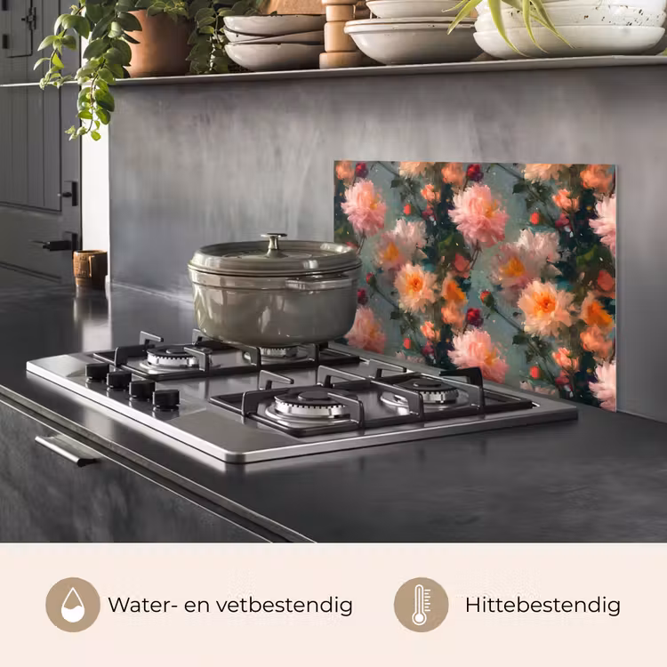 Spatscherm keuken - Dahlia - Bloemen - Patroon — 6