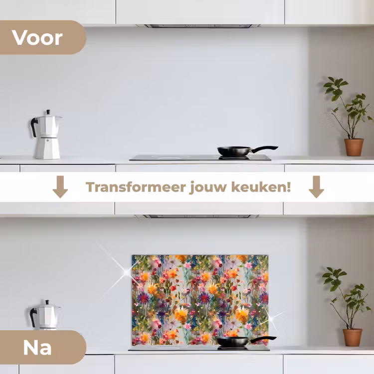 Spatscherm keuken - Zomers - Kleurrijk - Patroon - Bloemen — 2