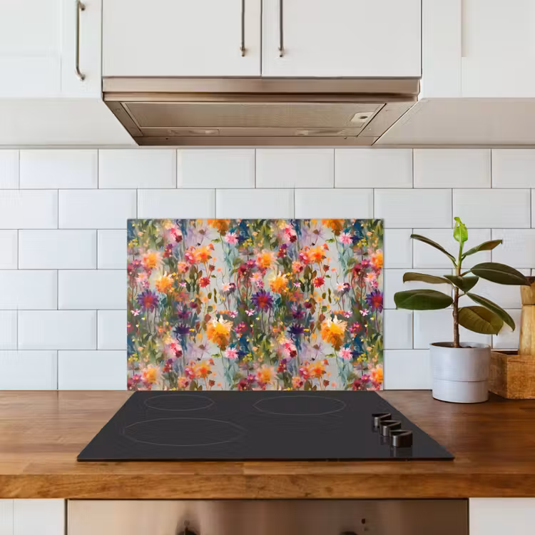Spatscherm keuken - Zomers - Kleurrijk - Patroon - Bloemen — 5