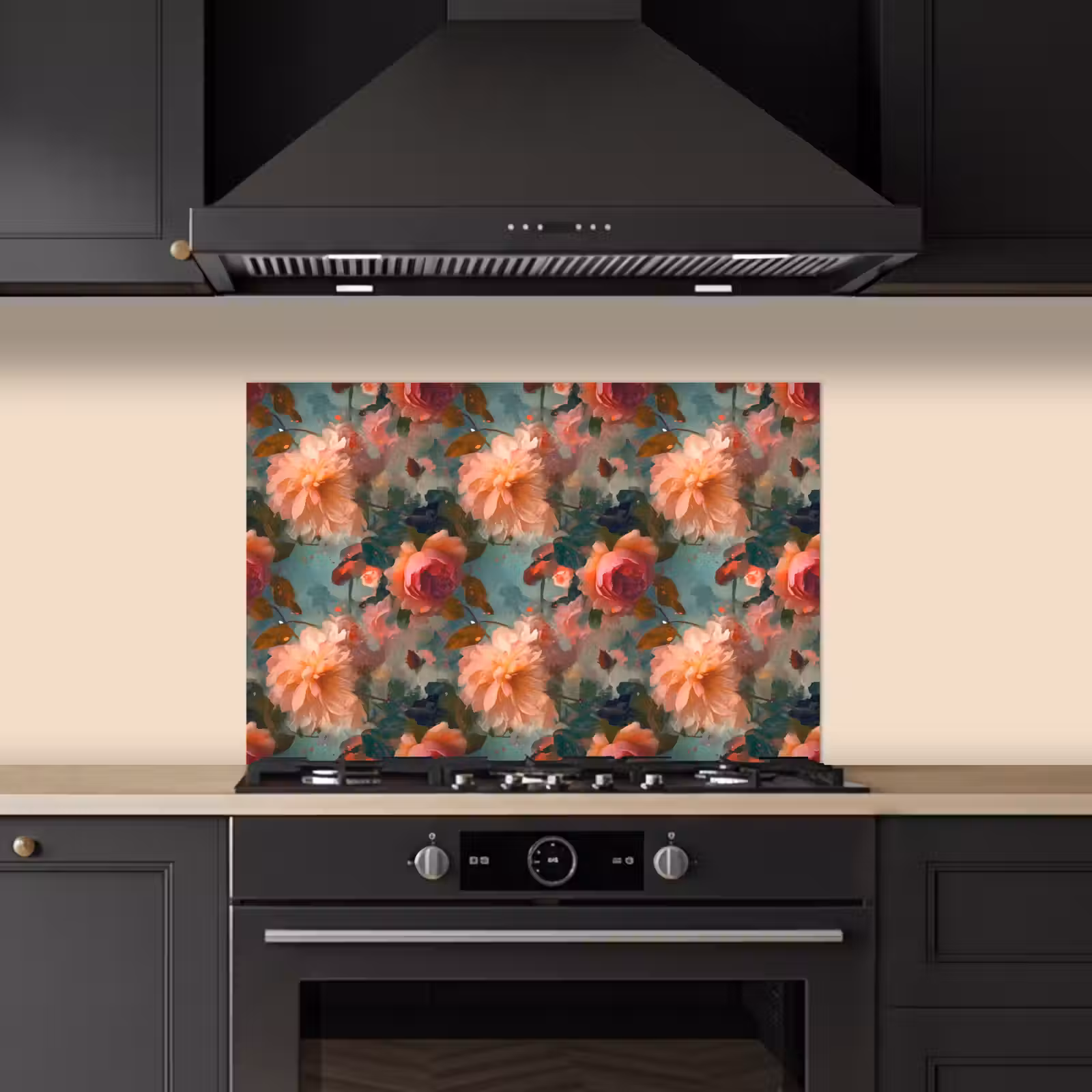 Spatscherm keuken - Roze - Patroon - Bloemen — 1