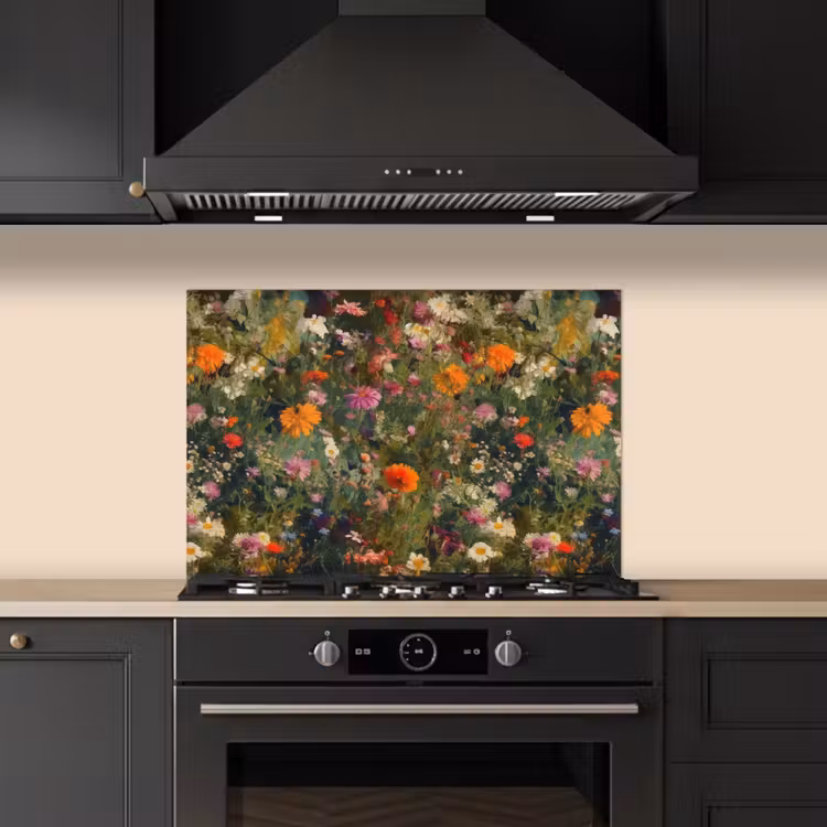 Spatscherm keuken - Bloemenveld - Kleuren - Verf — 1