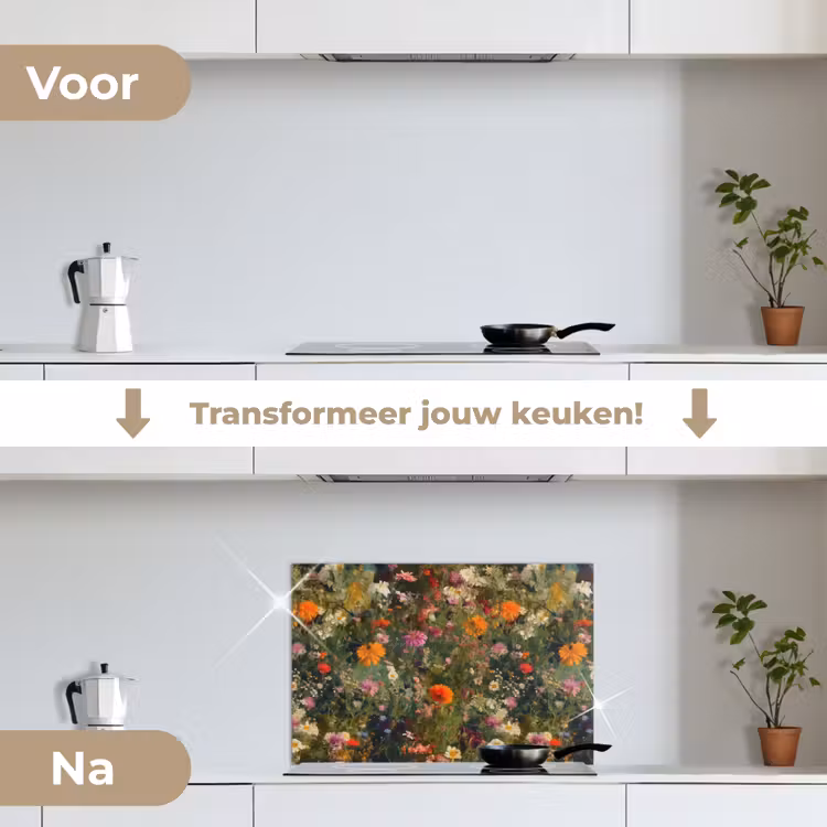 Spatscherm keuken - Bloemenveld - Kleuren - Verf — 2