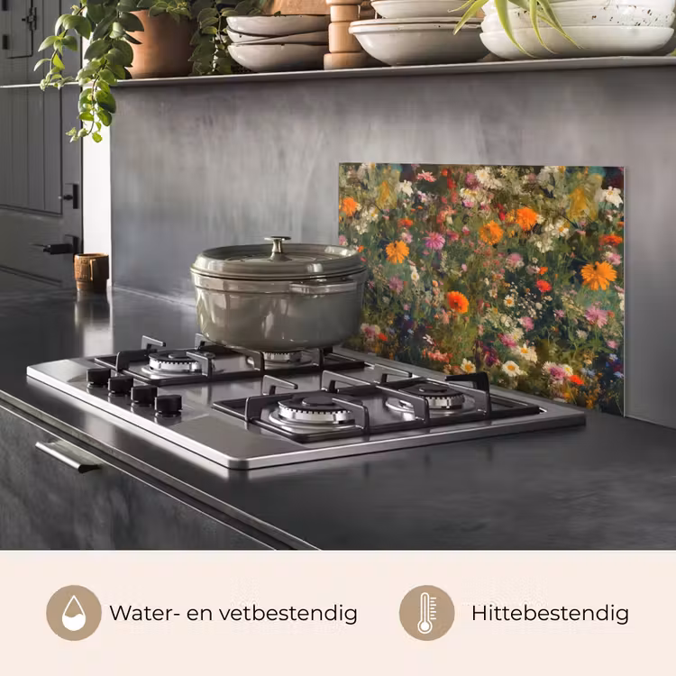 Spatscherm keuken - Bloemenveld - Kleuren - Verf — 6