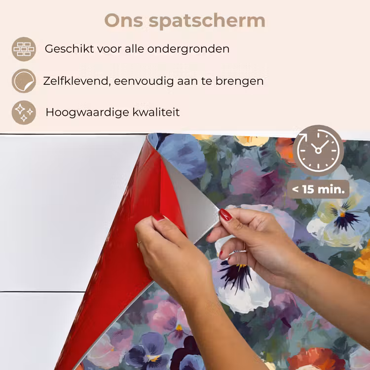 Spatscherm keuken - Pastel - Viooltjes - Groen - Patroon — 3