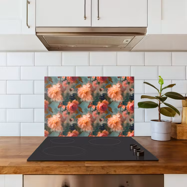 Spatscherm keuken - Roze - Patroon - Bloemen — 5
