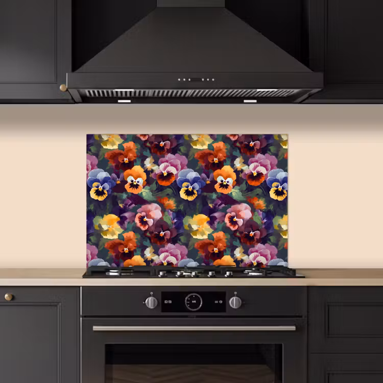 Spatscherm keuken - Viooltjes - Kleuren - Bloemblaadjes — 1