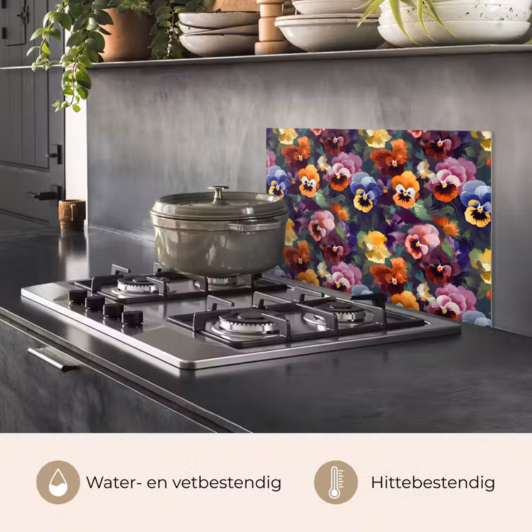 Spatscherm keuken - Viooltjes - Kleuren - Bloemblaadjes — 6