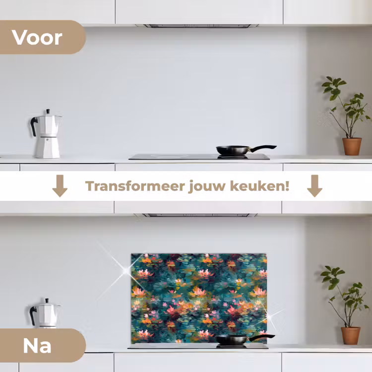 Spatscherm keuken - Waterlelies - Vijver - Water — 2