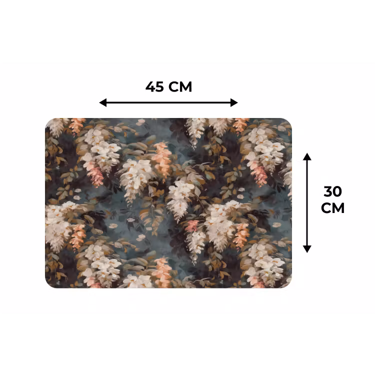 Placemat - 6 stuks - Bloemen - Bladeren - Donker - Patroon — 3
