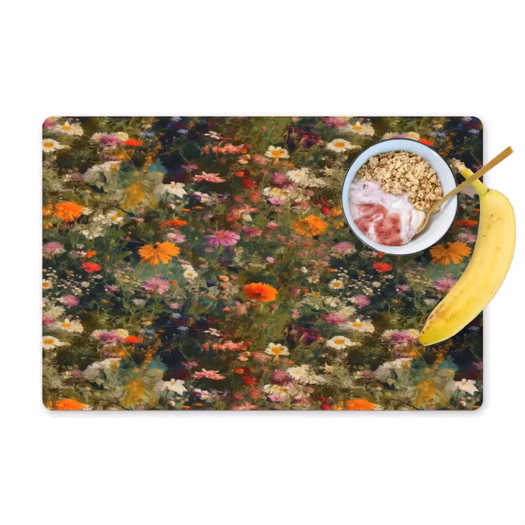 Placemat - 6 stuks - Bloemenveld - Kleuren - Verf — 1