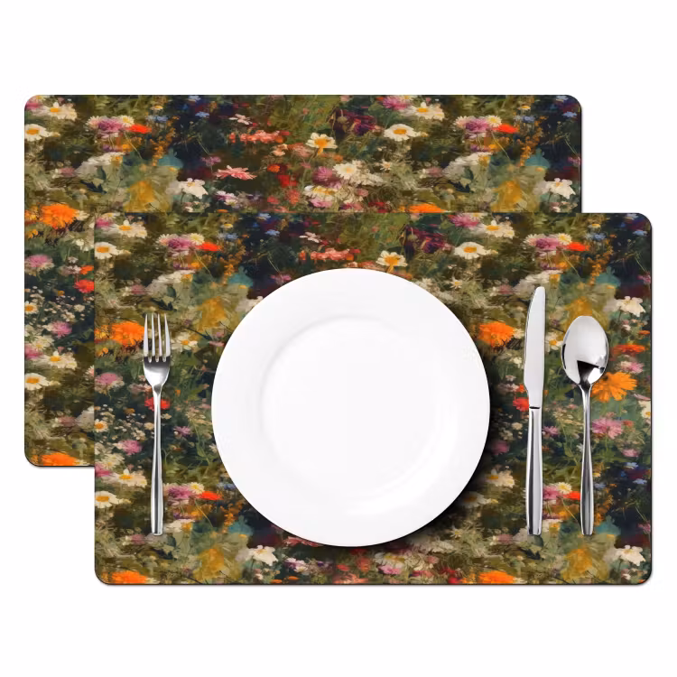 Placemat - 6 stuks - Bloemenveld - Kleuren - Verf — 2