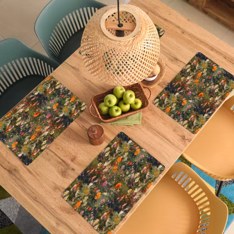 Placemat - 6 stuks - Bloemenveld - Kleuren - Verf — 6