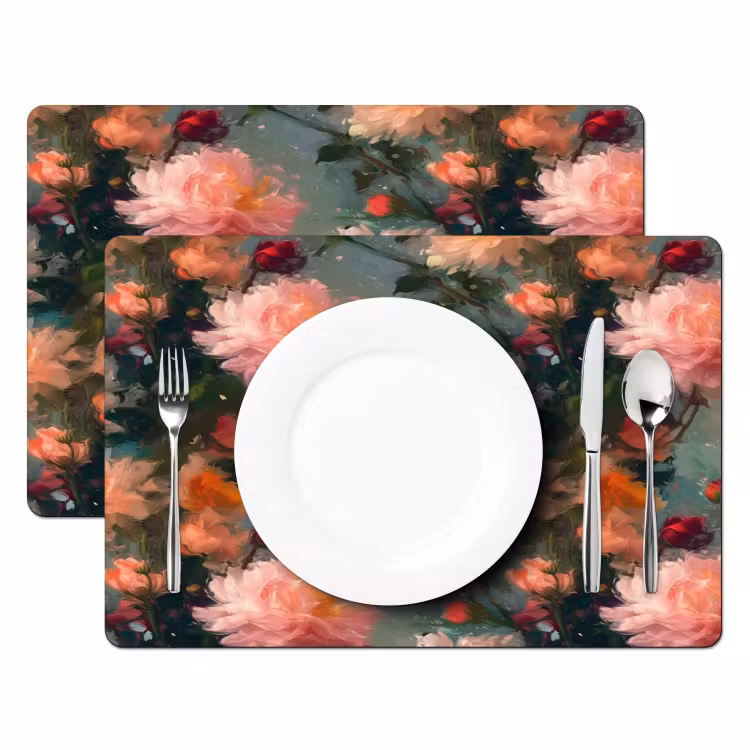 Placemat - 6 stuks - Dahlia - Bloemen - Patroon — 2