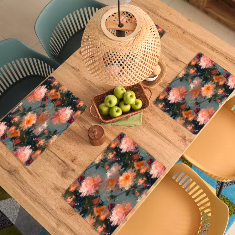 Placemat - 6 stuks - Dahlia - Bloemen - Patroon — 6