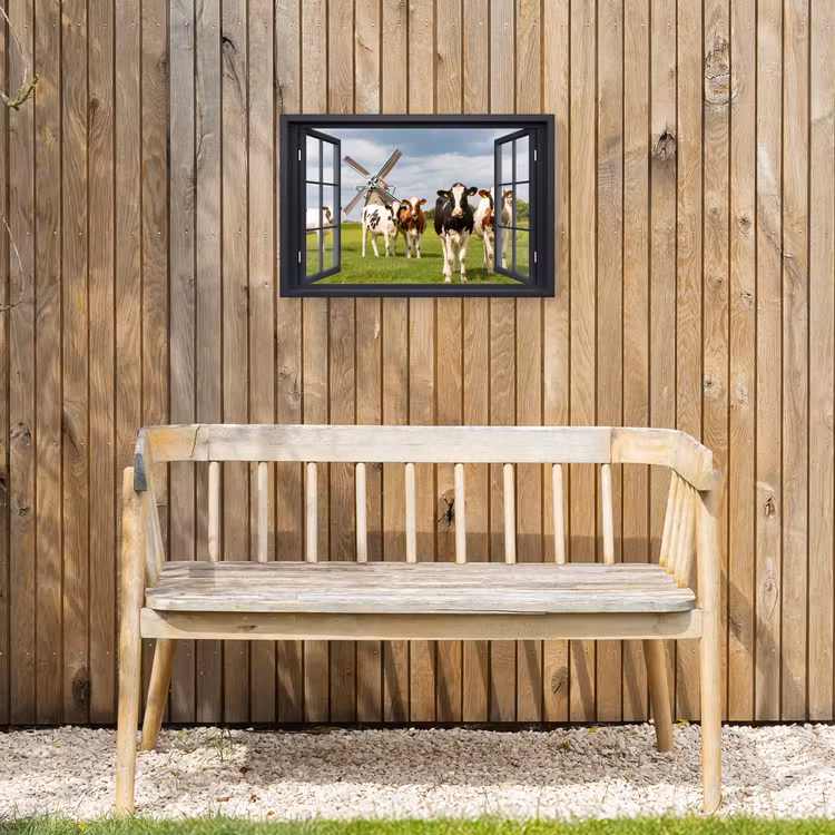 Buiten canvas - Uitzicht op Koeien en Windmolen — 3