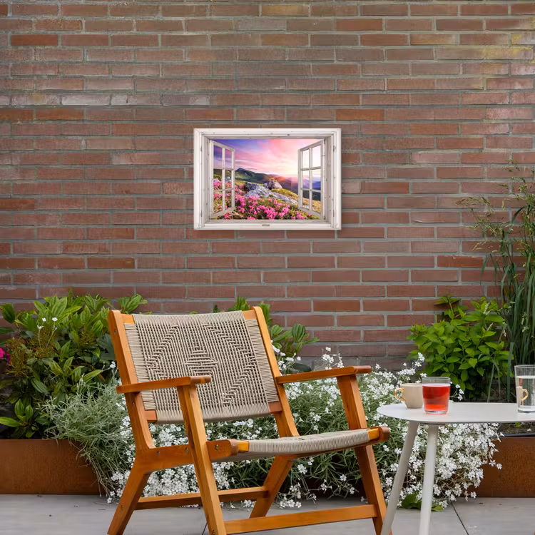 Buiten canvas - Uitzicht op Bergen met Bloemen — 2