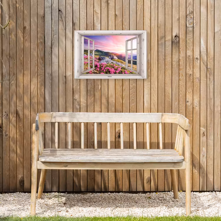 Buiten canvas - Uitzicht op Bergen met Bloemen — 3