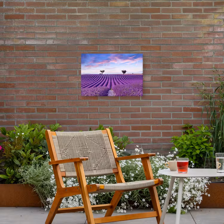 Buiten canvas - Perfecte lavendelrijen bij zonsopgang — 2