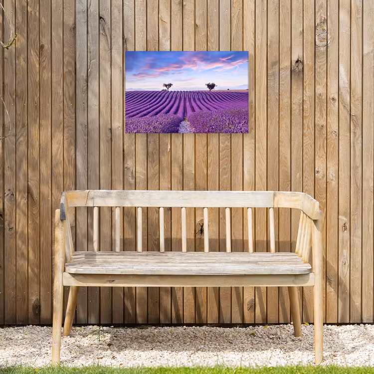Buiten canvas - Perfecte lavendelrijen bij zonsopgang — 3