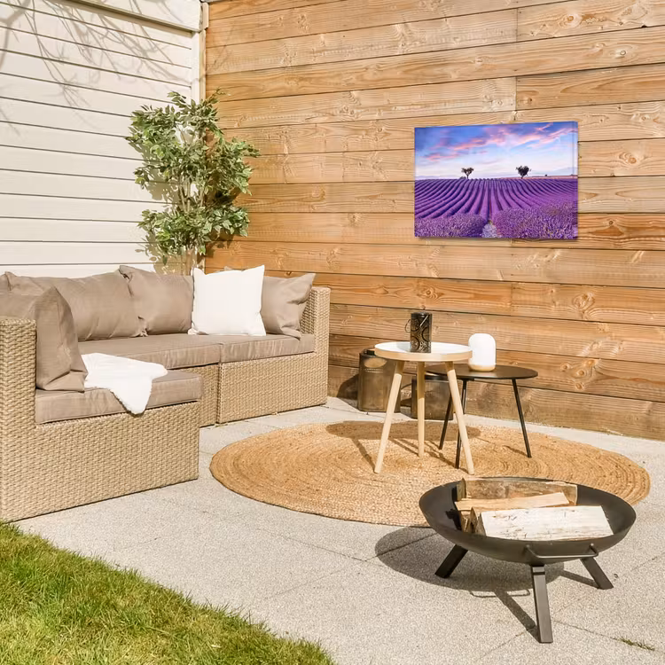 Buiten canvas - Perfecte lavendelrijen bij zonsopgang — 5