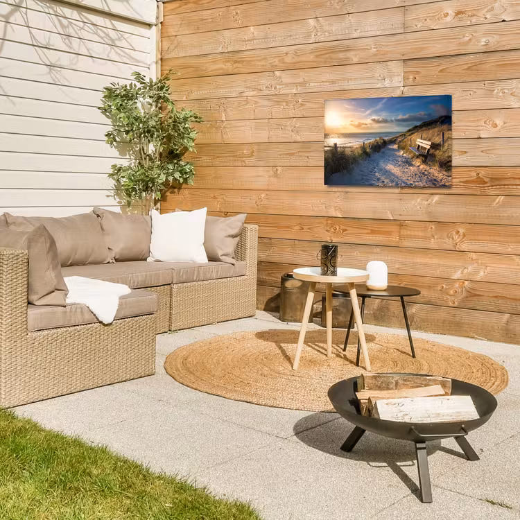 Buiten canvas - Strandpad met Bankje bij Zonsondergang — 5