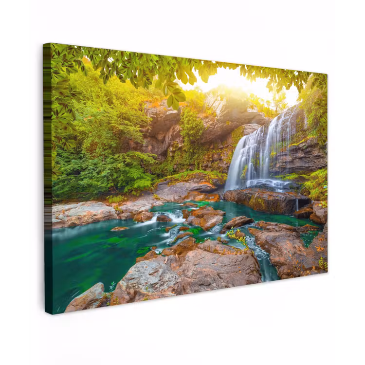 Buiten canvas - Waterval in een weelderig bos — 1