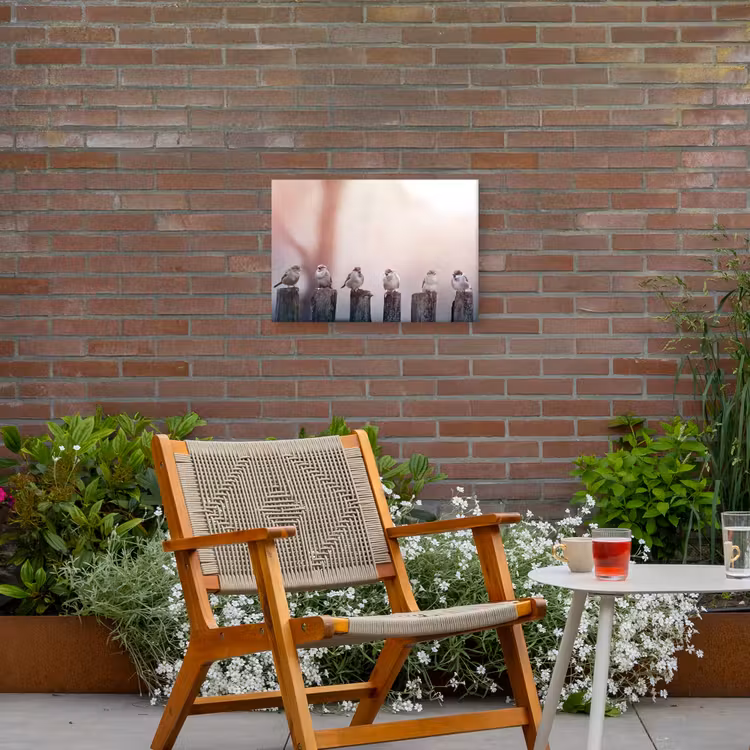 Buiten canvas - Mussen op Houten Palen — 2