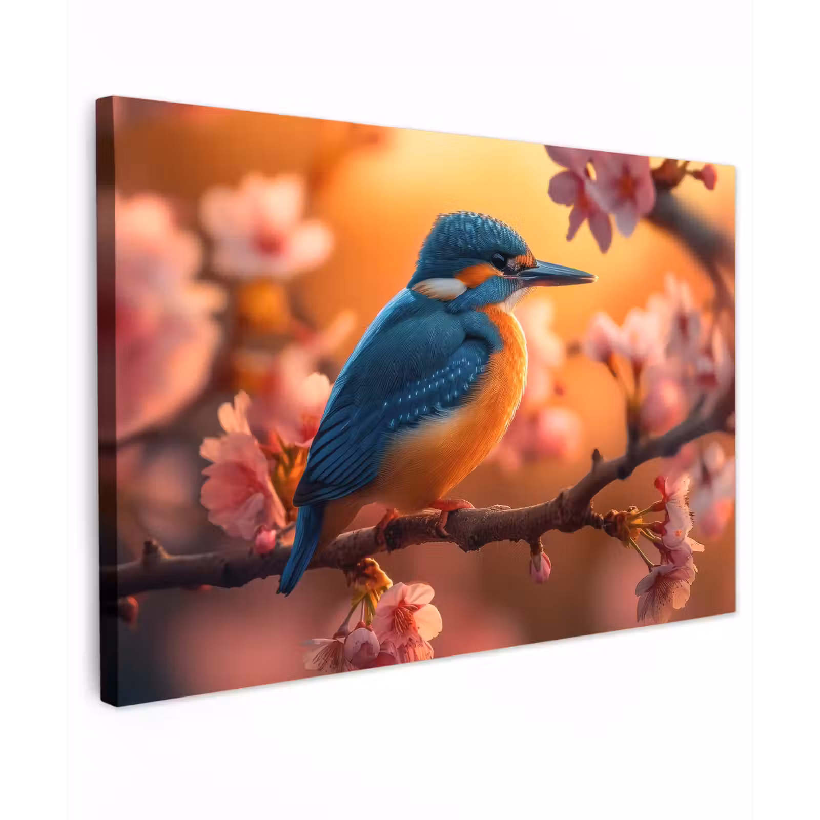 Buiten canvas - IJsvogel in de Bloesemtak — 1