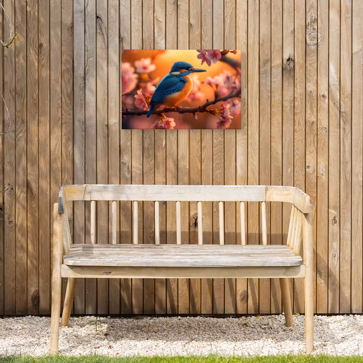 Buiten canvas - IJsvogel in de Bloesemtak — 3