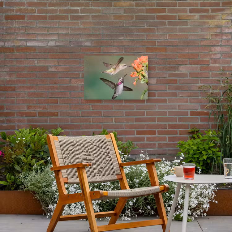 Buiten canvas - Kolibries bij Bloemen — 2