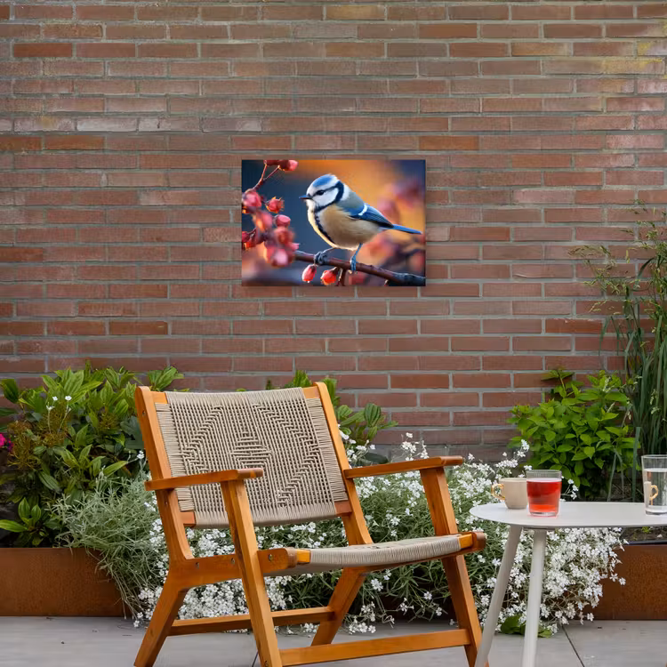Buiten canvas - Pimpelmees bij Bloesems — 2