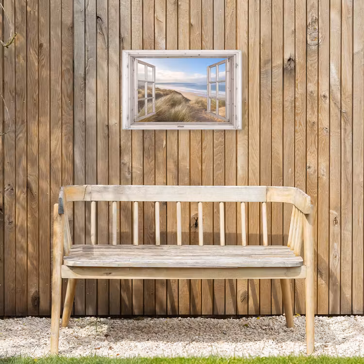 Buiten canvas - Doorkijk - Strand - Zee - Duinen - Helmgras - Zand - Blauw — 3