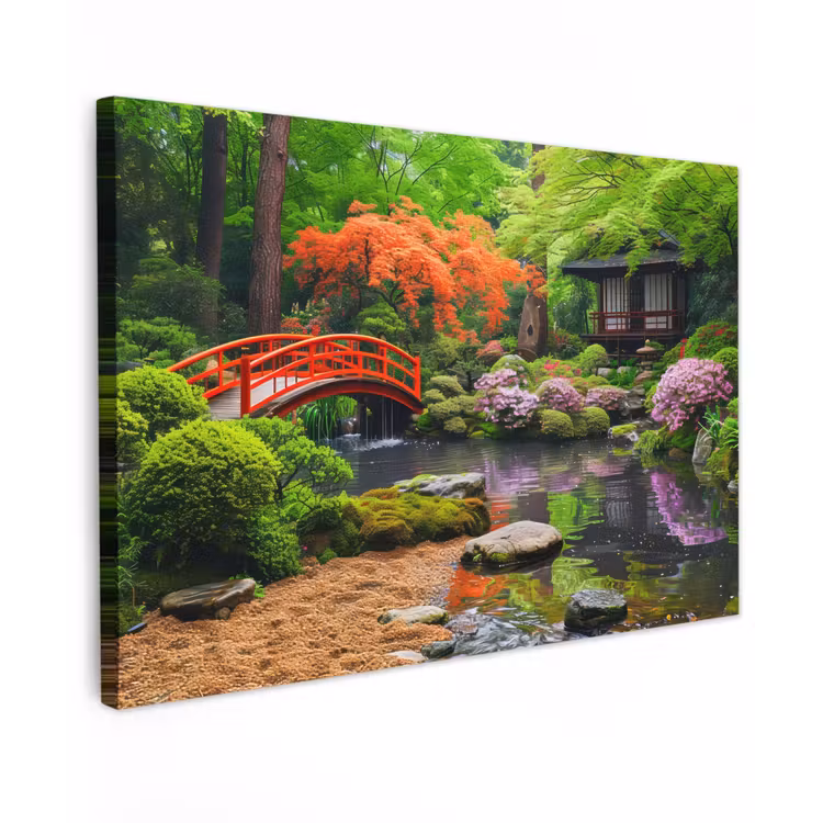 Buiten canvas - Kleurrijke Japanse Tuin — 1