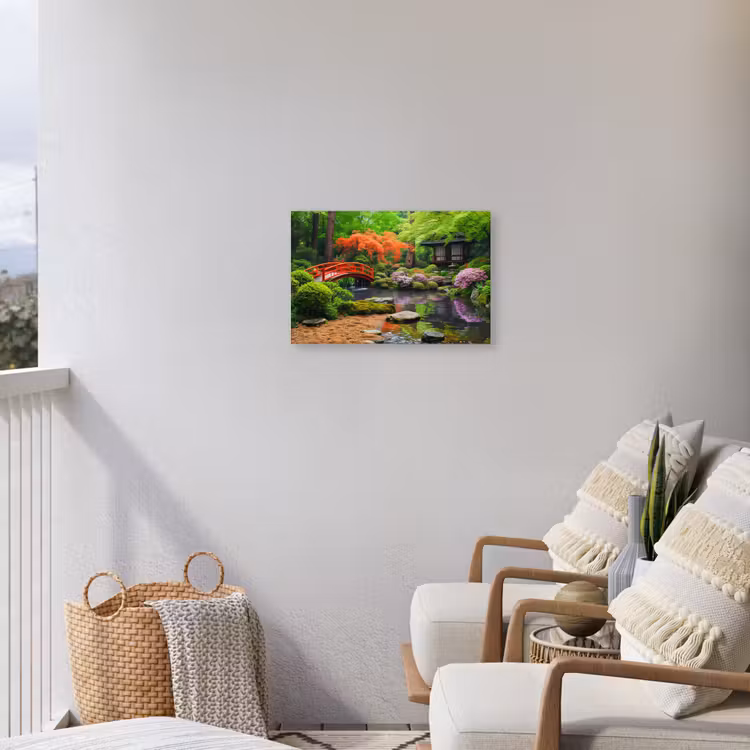 Buiten canvas - Kleurrijke Japanse Tuin — 4