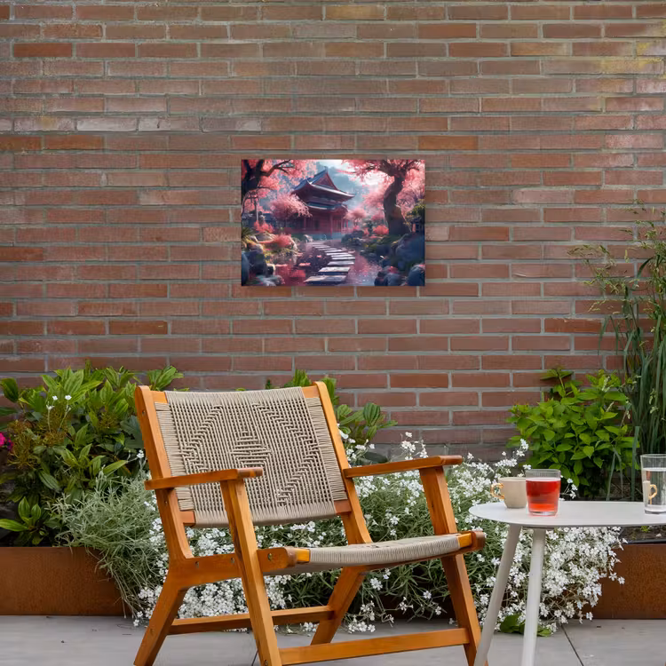 Buiten canvas - Sakura Tempeltuin in Volle Bloei — 2